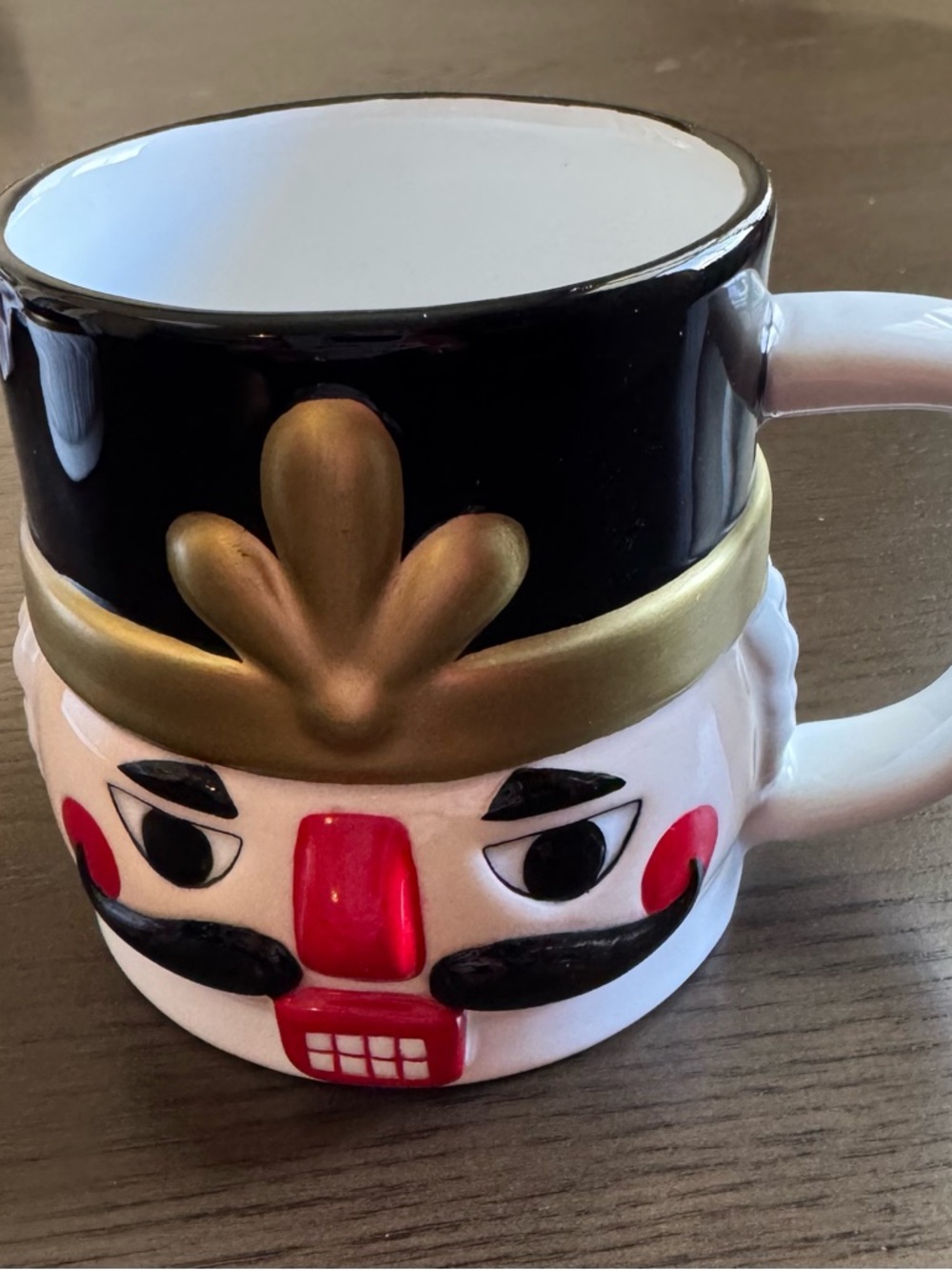 Nutcracker Ceramic Holiday Mug in Black, White and Red